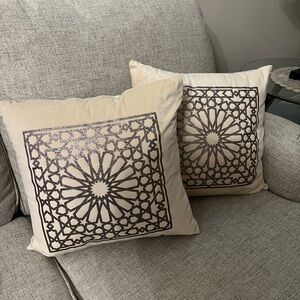 Elegant Cream and Black Decorative Throw Pillows